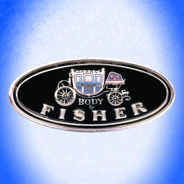 LOGO EMBLEM Schriftzug " BODY BY FISHER " Fischer Body Plate Platte