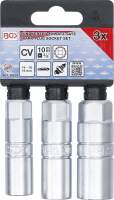 Zündkerzen-Einsatz-Satz Zwölfkant | Antrieb Innenvierkant 10 mm (3/8") | SW 14 - 16 - 18 mm | 3-tlg.