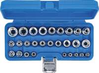 Steckschlüssel-Einsatz-Satz E-Profil | Antrieb Innenvierkant 6,3 mm 1/4" / 12,5 mm (1/2") | SW E4 - E24 | 28-tlg.