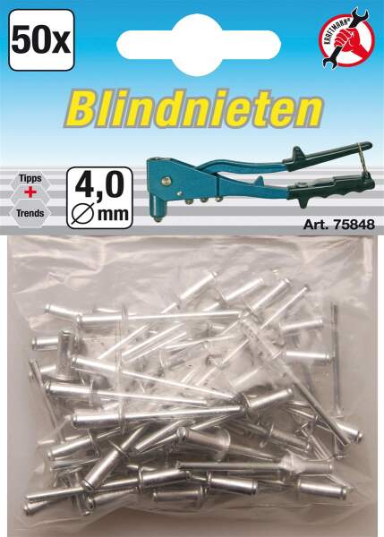 Blindnieten-Sortiment | Ø 4,0 mm | 50-tlg.