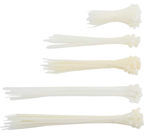 Kabelbinder-Sortiment | weiß | 100 - 300 mm | 250-tlg.