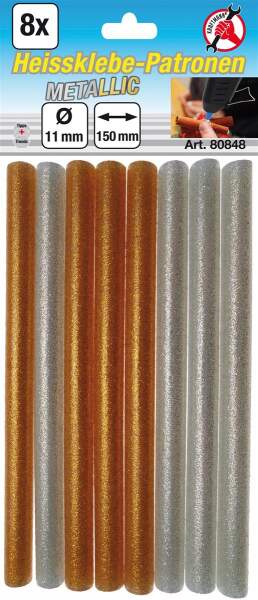 Heißklebe-Patronen | gold-/silber-metallic | Ø 11 mm, 150 mm | 8-tlg.