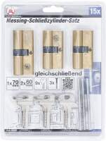 Messing-Schließzylinder-Satz | gleichschließend | 15-tlg.