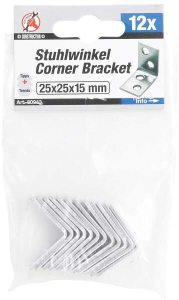 Stuhlwinkel | 25 x 25 x 15 mm | 12-tlg.