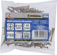 Mehrzweckschrauben | Kreuzschlitz PZ2 | 4,0 x 40 mm | 150 Stück