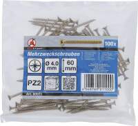 Mehrzweckschrauben | Kreuzschlitz PZ2 | 4,0 x 60 mm | 100 Stück
