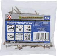 Mehrzweckschrauben | Kreuzschlitz PZ2 | 5,0 x 80 mm | 50 Stück