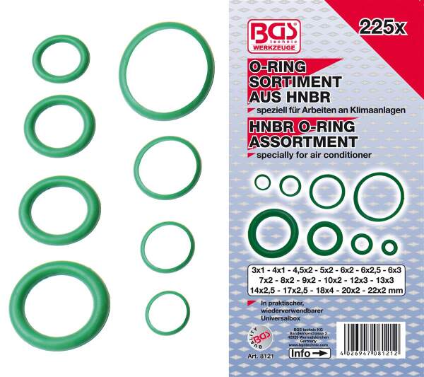 O-Ring-Sortiment | HNBR | Ø 3 - 22 mm | 225-tlg.