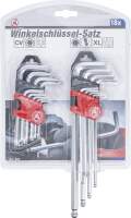 Winkelschlüssel-Satz | lang | T-Profil (für Torx) T10 - T50 / Innensechskant 1,5 - 10 mm | 18-tlg.