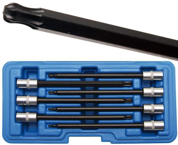 Bit-Einsatz-Sortiment | Antrieb Innenvierkant 6,3 mm (1/4") | T-Profil (für Torx) mit Kugelkopf T10 - T40 | 7-tlg.