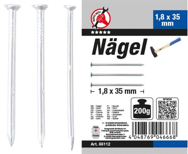 Nägel-Sortiment | 200 g | 1,8 x 35 mm