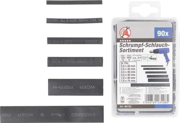 Schrumpfschlauch-Sortiment | schwarz | 90-tlg.