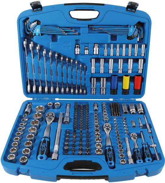 Steckschlüssel-Satz Wellenprofil | Antrieb 6,3 mm (1/4") / 10 mm (3/8") / 12,5 mm (1/2") | 218-tlg.