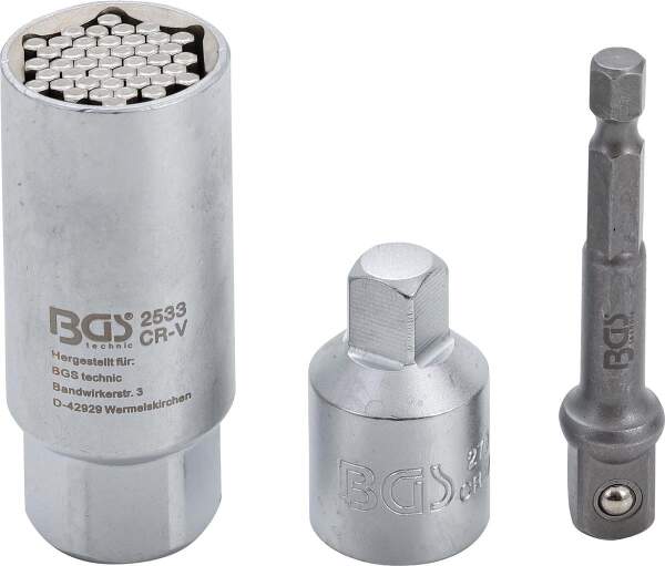 Multi-Einsatz mit Adapter-Satz | 10 mm (3/8") | SW 9 - 21 mm | 3-tlg.