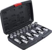 Bit-Einsatz-/Steckschlüssel-Satz | Antrieb Innensechskant 12,5 mm (1/2") | T-Profil (für Torx)/E-Profil | 19-tlg.