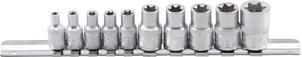 Steckschlüssel-Einsatz-Satz E-Profil | Antrieb Innenvierkant 6,3 mm (1/4") / 10 mm (3/4") | SW E4 - E16 | 10-tlg.