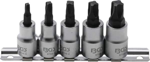 Bit-Einsatz-Satz | Antrieb Innenvierkant 10 mm (3/8") | 4-kant Profil (für MTS-Mortorq) MTS0 - MTS04 | 5-tlg.