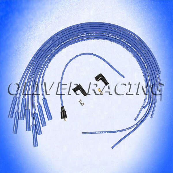 Zündkabel BLAU 8 mm Durchmesser Kupferkern V8 gerade Stecker Silikon HEI 0°