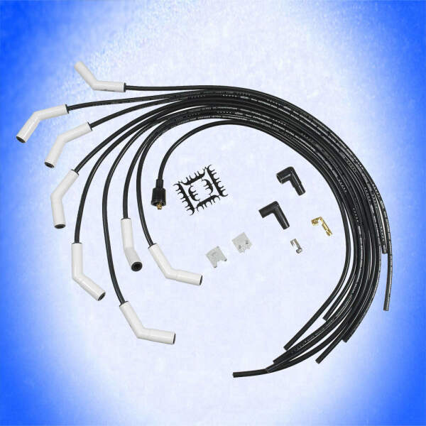 ZÜNDKABEL HITZEFEST KERAMIK ACCEL 115° Set V8 8mm schwarz weiß Universal Tuning