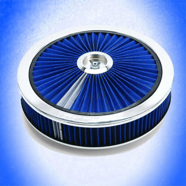 EDELBROCK Luftfilter BLAU Filter 14" x 3" Hotrod Tuning 43661 K+N Holley 356 mm