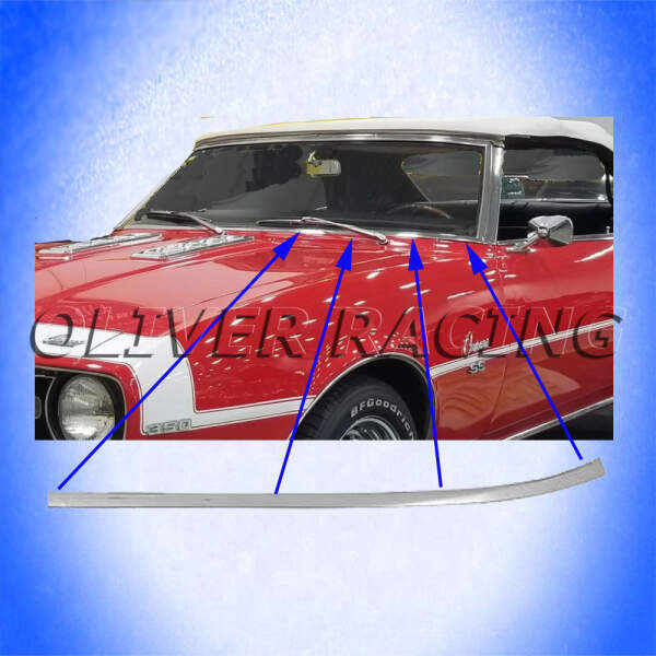 ZIERLEISTE unten links WINDSCHUTZSCHEIBE Frontscheibe Camaro Pontiac Firebird Cabrio Convertible 67 68 69 Molding Windshield lower LH left