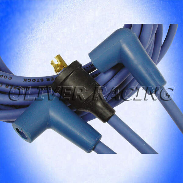 Zündkabel BLAU 8 mm Durchmesser Kupferkern V8 90 ° Grad Stecker Silikon HEI