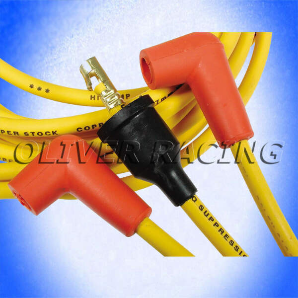 Zündkabel GELB 8 mm Durchmesser Kupferkern V8 90 ° Grad Stecker Silikon HEI
