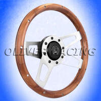 Grant Lenkrad Challenger 343 mm 4-Speich Holzlenkrad Holz Chrom Walnussholz