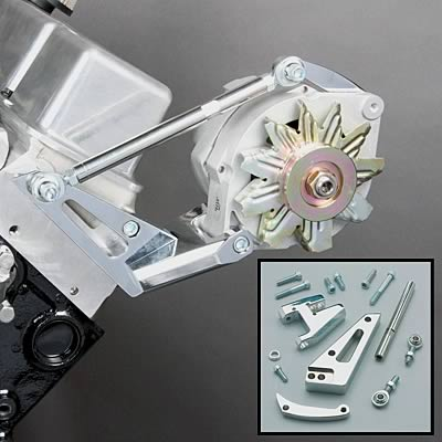 Lichtmaschinenhalter Chevy SB kurze WaPu - chrome