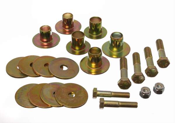Schraubensatz Metallbüchsen Satz Rahmen vorne Hardware Body Karosserieauflage Gummis  für Poly Polyurethane bushings 1968 69 72 A-Body Coupe Cabrio El Camino Coupe und Convertible