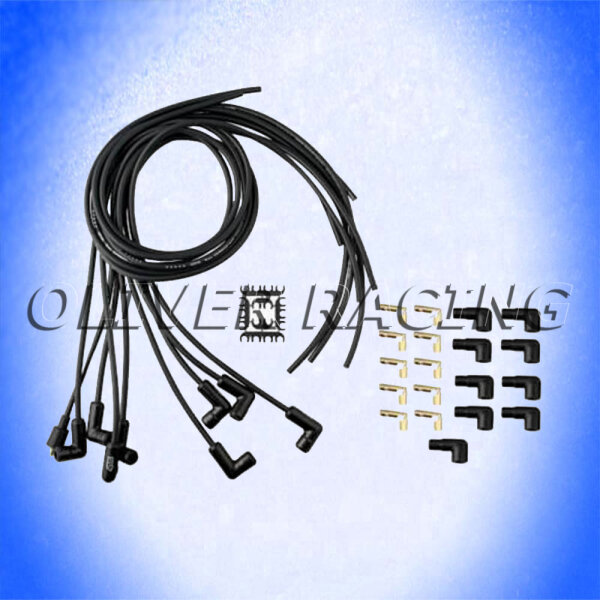ZÜNDKABELSATZ KERAMIK 90° Kerzenstecker schwarz Universal 500 Ohm 1200°F Hitzeb.