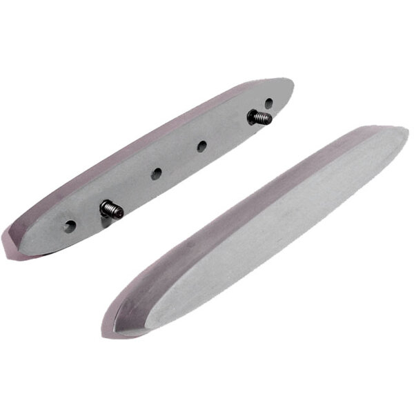 Bumperette Bumper.  Used at bumper guard on car.  Made of gray rubber with steel core and threaded studs.  6-3/4"l X 3/4" thick, with 3-3/4" between studs.  Pair
