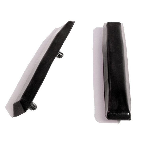 Rear Bumper Guards.  Made with studs and steel cores. 5-7/16" long X 1" wide.  Pair
