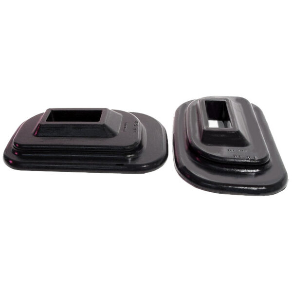 Front Bumper Arm Grommets.  3-1/4" wide X 5" long, with 1-11/16" long inner slot.  Pair