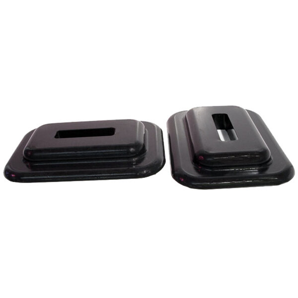 Front Bumper Arm Grommets.  No flange on back.  3-3/8" wide X 5" long, with 2" long inner slot.  Pair
