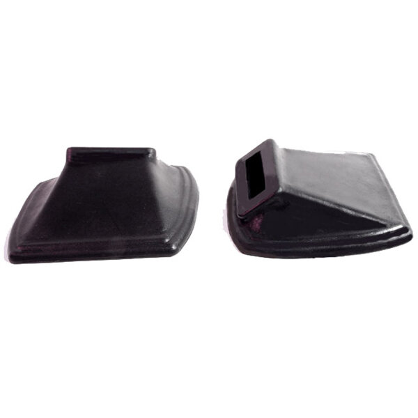 Rear Bumper Arm Grommets. Hollow construction.  Perfect reproduction.  4-1/4" wide X 4-1/2" long, with 1/2" wide inner slot.  Pair