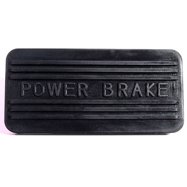 Power Brake Pedal Pad, Black.  Lettered "Power Brake".  5-1/2" wide X 2-5/8" long.  Each