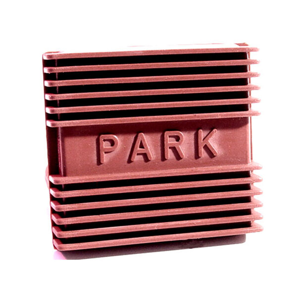 Park Brake Pedal Pad, Red.  Ribbed, authentic reproduction.  2-1/4" wide X 2-1/16" long.  Each