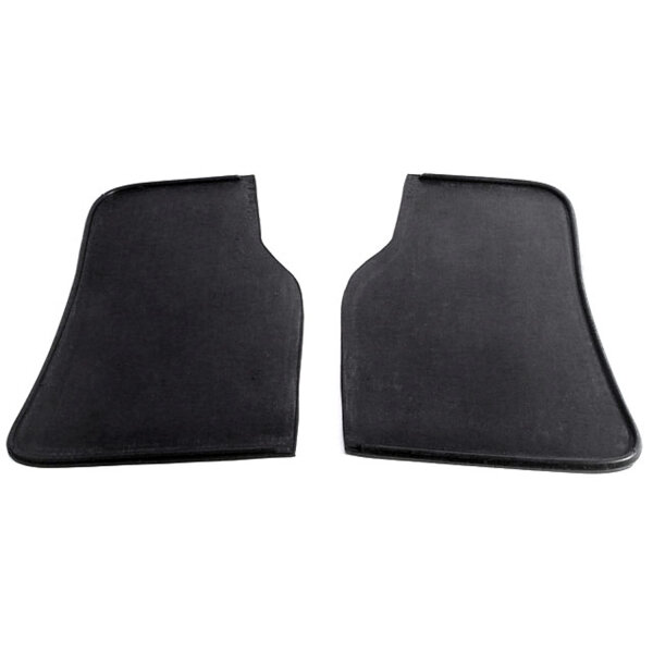 Gravel Shields.  Molded flat without metal backing plates.  Apply with contact cement.  11" long X 7" wide at top and 5" wide at bottom.  Pair