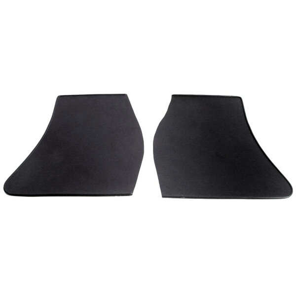 Gravel Shields.  Molded flat without metal backing plates.  Apply with contact cement.  12" long X 9" wide at top and 6-1/2" wide at bottom.  Pair