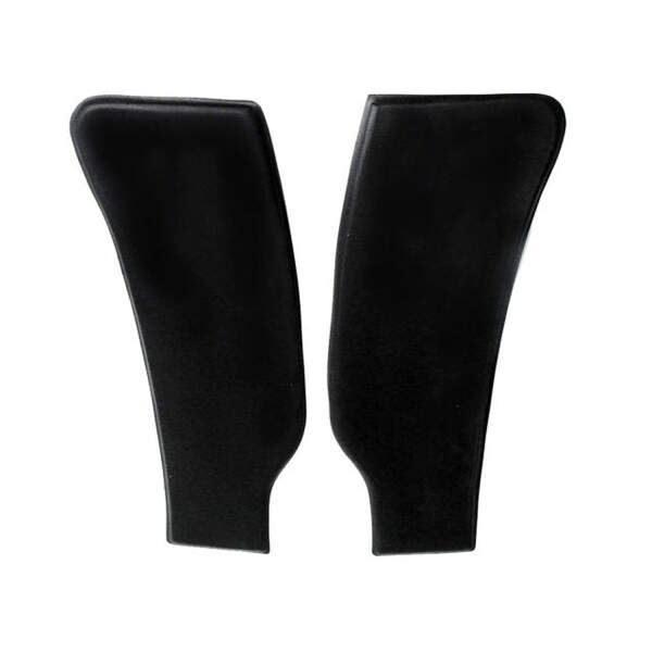 Gravel Shields.  Molded flat without metal backing plates.  Apply with contact cement.  16-1/2" long X 5-1/4" wide at top and 3-3/4" wide at bottom.  Pair