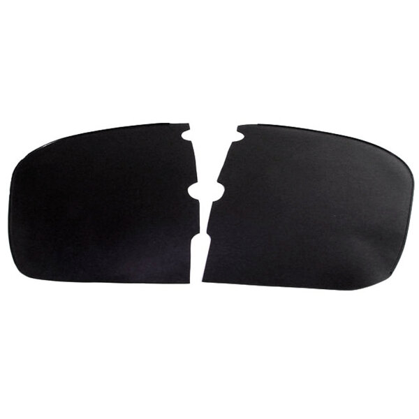 Gravel Shields.  Molded flat without metal backing plates.  Apply with contact cement.  13-1/2" long X 7-1/2" wide at bottom.  Pair