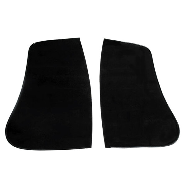 Gravel Shields.  Molded flat without metal backing plates.  Apply with contact cement.  14-1/2" long X 8-3/4" wide at top and 6-1/4" wide at bottom.  Pair