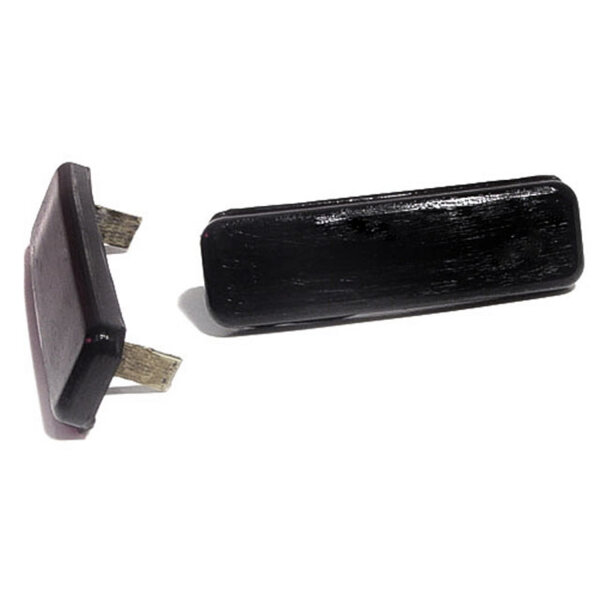 Rear Hood Pads.  Made with steel core and tabs.  1-3/8" between tabs, 1-15/16" overall length.  Pair