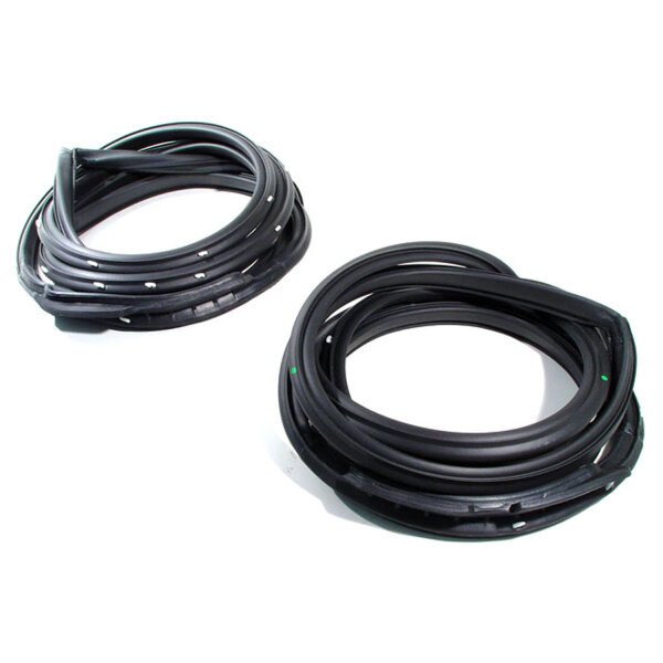 Molded Door Seals with Clips.  For 2-door sedan with "B" pillar post.  Pair