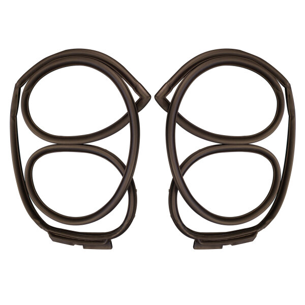 Front door seals. Fits 66-67 Mopar B-body 4-door sedan. Exact-fit, OEM-replacement seals for Dodge Coronet (Deluxe, 440, 500) and Plymouth Belvedere (I, II). Replaces OEM#s 2860492/3. Pair. R&L.
