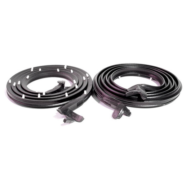Molded door seals. For 2-door hardtop and convertible. Proper clips correctly positioned. 86-1/4 (219.1 cm) L. Pair. R&L.