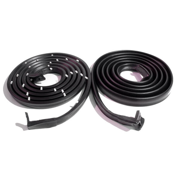 Molded Door Seals with Clips and Molded Ends.  For 2-door hardtop and convertible.  Each 115-1/2" long.  Pair R&L