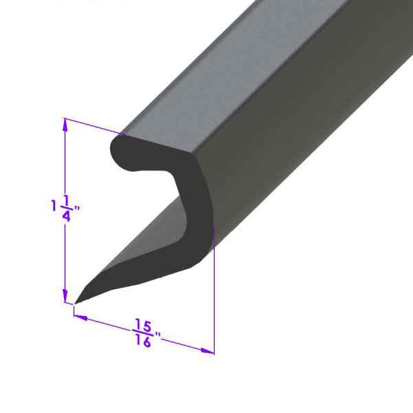 Rear Bumper Gravel Shield Seal.  1-3/8" wide.  Sold by the foot