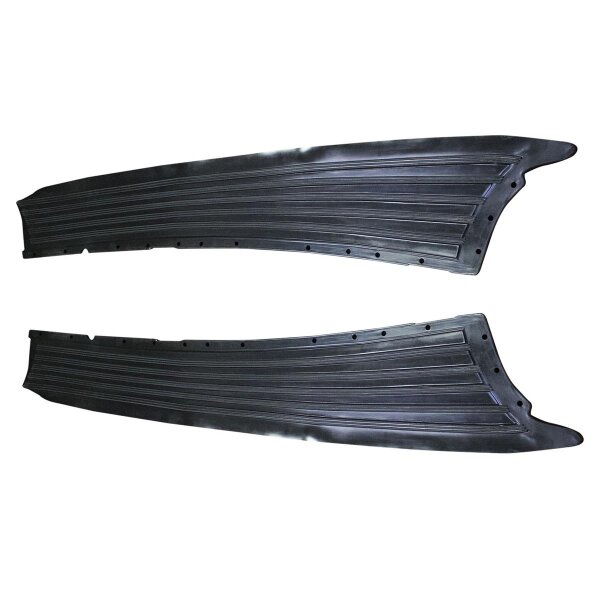 Running board covers. These dense black rubber covers are molded in single cavity, solid-steel dies. Superb reproduction. Ready out of the box to glue on to your old boards (use 3M Rubber Contact Cement). Pair. R&L.